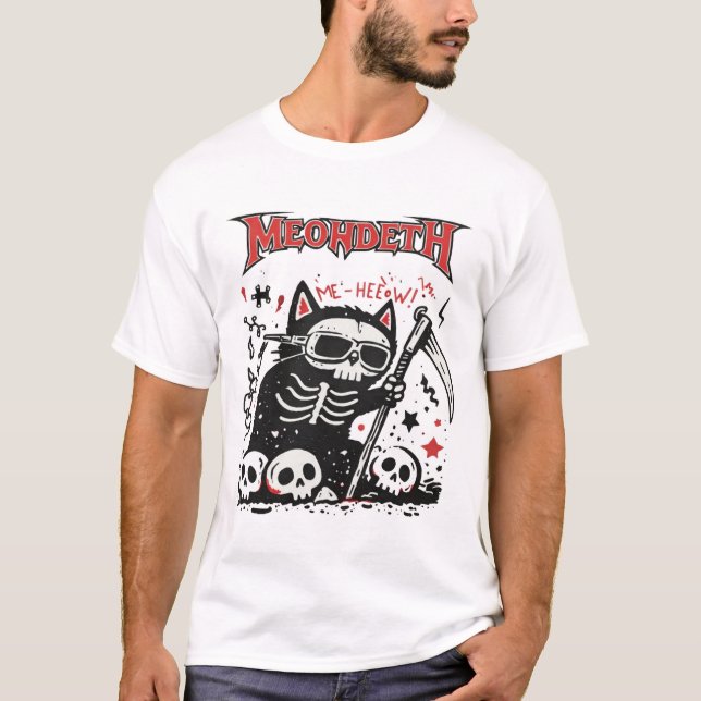 T-shirt Meowdeth Thrash Cat Doodle Art (Devant)