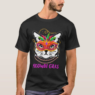 T-shirt Meowdi Gras Cute Cat Drôle Mardi Gras Costume Pour