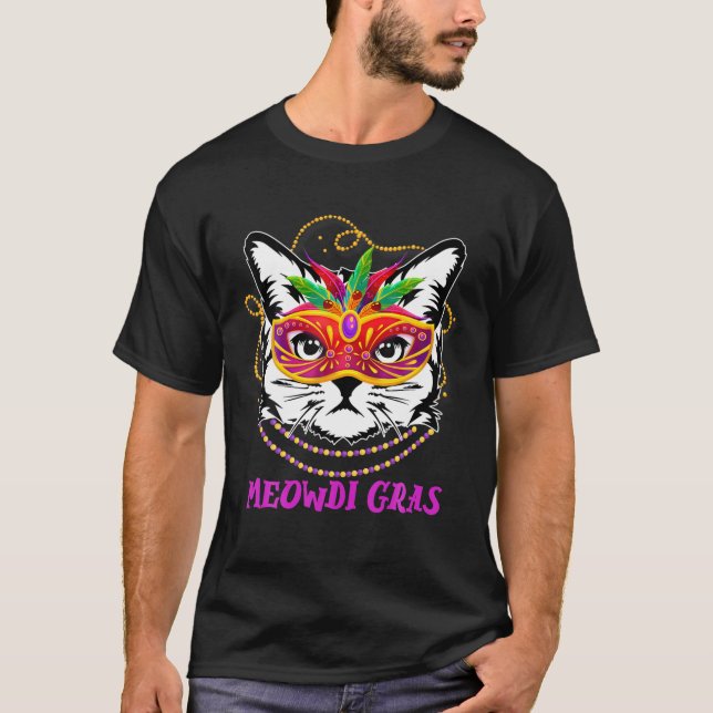T-shirt Meowdi Gras Cute Cat Funny Mardi Gras Costume For (Devant)