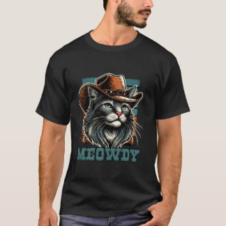 T-shirt Meowdy Cat Cowboy Cowgirl Meow Howdy Halloween Cos