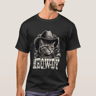 T-shirt Meowdy Cat Cowboy Cowgirl Meow Howdy Halloween Cos