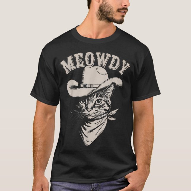 T-shirt Meowdy Cat Cowboy Ouest (Devant)