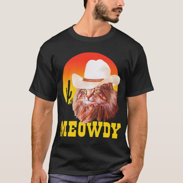 T-shirt Meowdy! Funny Country Music Cat Cowboy Hat Vintage (Devant)
