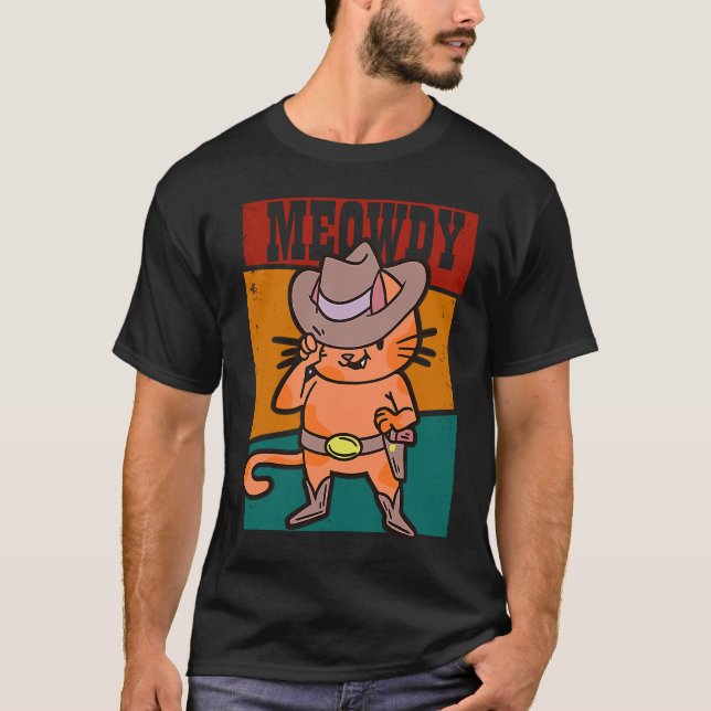 T-shirt Meowdy Funny Mashup entre Meow et Howdy Cat d (Devant)