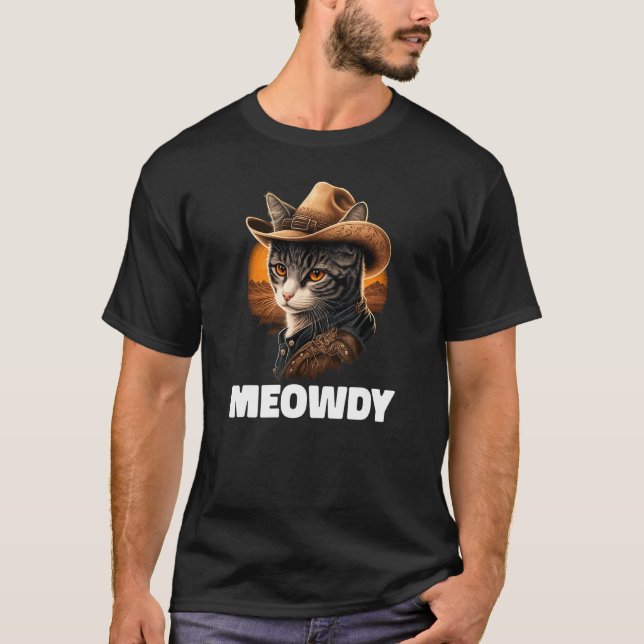 T-shirt Meowdy Mashup De Meow Et Howdy Country Music Chat (Devant)