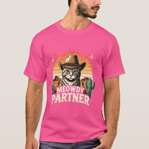 T-shirt Meowdy Partenaire Chat Funny Howdy Mème Wild West 
