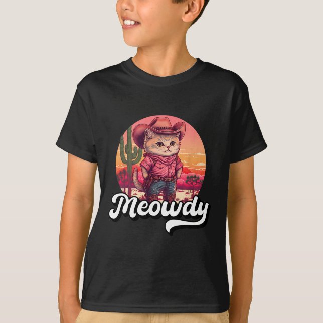 T-shirt Meowdy Texas Cat Meme Country Music Cowgirl Cute C (Devant)
