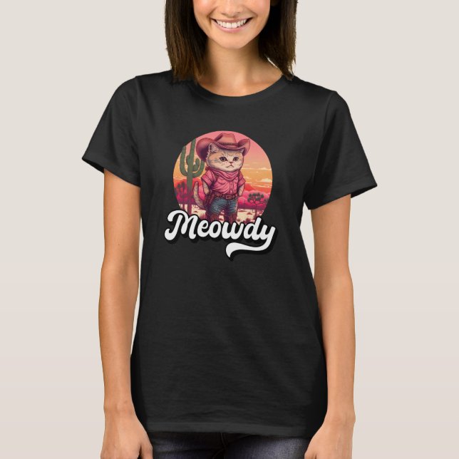 T-shirt Meowdy Texas Cat Meme Country Music Cowgirl Cute C (Devant)