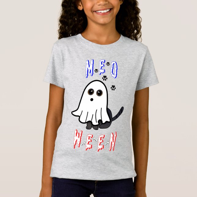 T-Shirt Meoween Ghost Kitten 31 Chat USA Octobre Halloween (Devant)