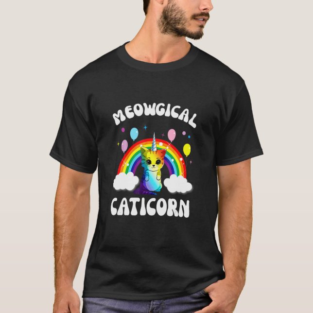 T-shirt Meowgical Caticorn Licorne Kittycorn Mignon (Devant)