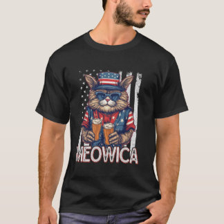 T-shirt Meowica 4 juillet chat américain Drapeau Amérique