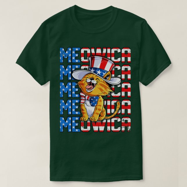 T-shirt Meowica 4 juillet Merica Chat l'oncle du drapeau a (Design devant)