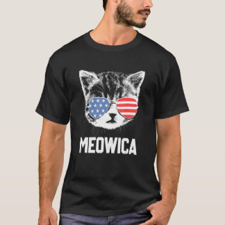 T-shirt Meowica 4 juillet Pawtriotique Kitty Merica Cat Us