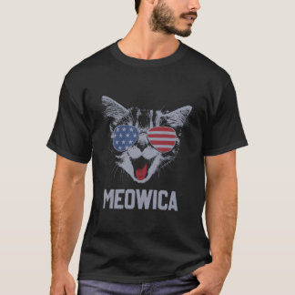 T-shirt Meowica 4 Juillet Pawtriotique Kitty Merica Cat Us