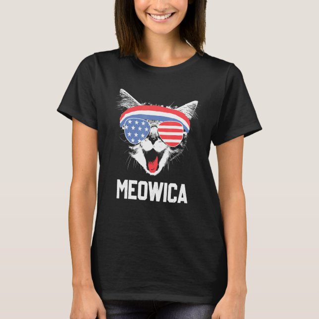 T-shirt Meowica 4 juillet Pawtriotique Kitty Merica Cat Us (Devant)