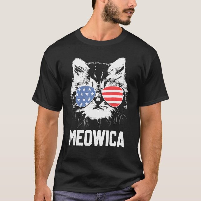 T-shirt Meowica 4 juillet Pawtriotique Kitty Merica Cat Us (Devant)