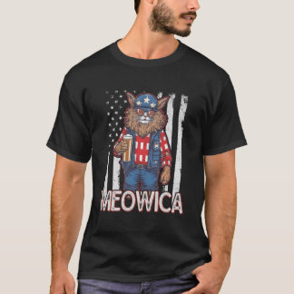T-shirt Meowica 4Th Of July Cat American Flag America Usa