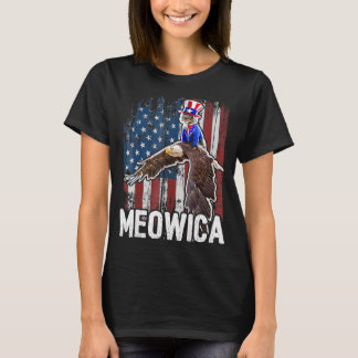 T-shirt Meowica Cat Riding Eagle Drapeau Usa 4 juillet
