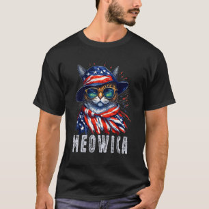 T-shirt MEOWICA Chat 4 juillet Lunettes de soleil Merica C