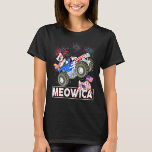 T-shirt Meowica Chat Monster Conduite Camion Drapeau améri