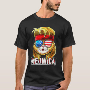 T-shirt Meowica Chat Mullet Drapeau Américain Patriotique