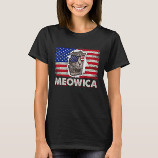 T-shirt Meowica Chat Quatre 4 Juillet Patriotique Etats-Un