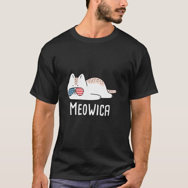 T-shirt Meowica Chat USA Drapeau drôle Humour animal patri (Devant)