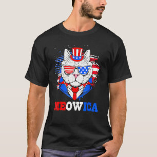 T-shirt Meowica Orange Tabby Gangsta Cat 4 Juillet Fierté