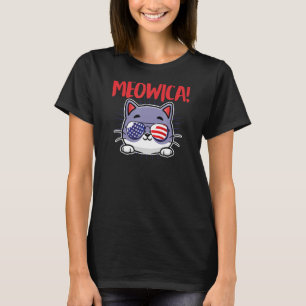 T-shirt Meowica Patriotic 4 juillet Chat Pun Joke