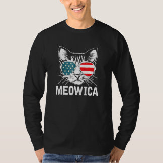 T-shirt Meowica Patriotic July 4th USA American Cat Funny