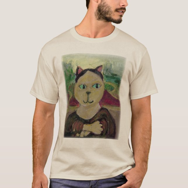 T-shirt Meowna Mona Lisa Fun Chat Classique Peint Art (Devant)