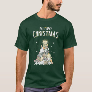 T-shirt Meowny Christmas Funny Christmas Sweater amis
