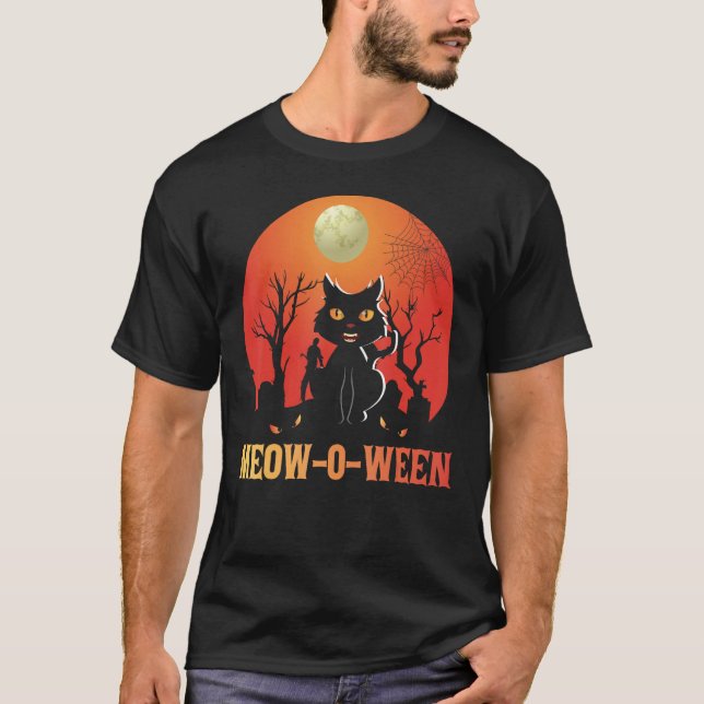 T-shirt Meowoween Meow-O-Ween Cat Halloween (Devant)