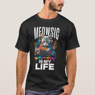 T-shirt Meowsic Est Mon DJ De Vie Drôle Pour L'Amour Chat