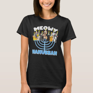 T-shirt Meoww Hanoukka Chats Menorah Chanukah Juifs Vacanc