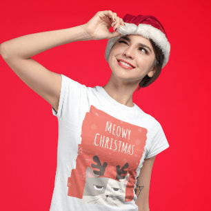 T-SHIRT MEOWWY CHRISTMAS CUTE GIRLS LADIES NOËL