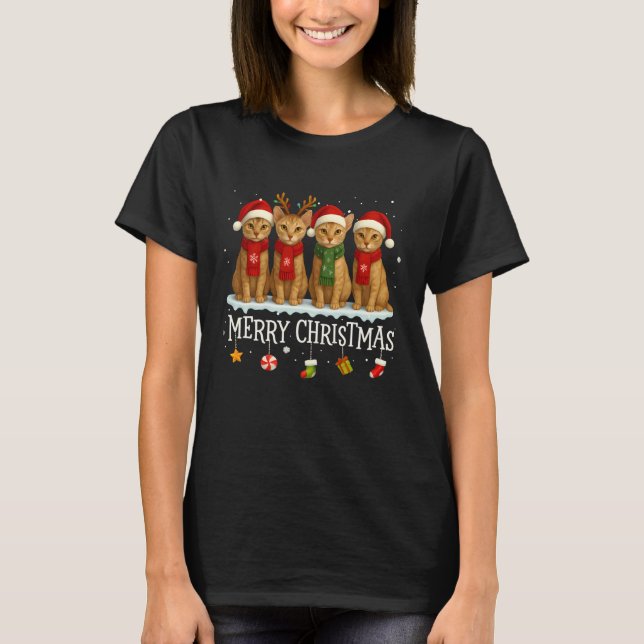 T-shirt Meowy Catmas Chat Arbre de Noël Xmas Chat Devon Re (Devant)