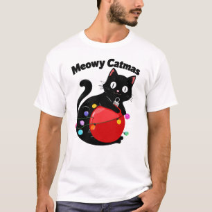 T-shirt Meowy Catmas - Chat avec ornement de Noël