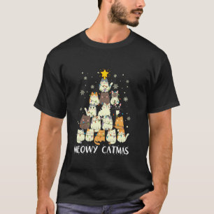 T-shirt Meowy Catmas Chat Drôle Arbre de Noël Filles B