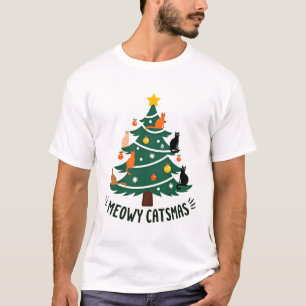T-shirt Meowy Catmas Chat Noël Arbre de Noël Xmas Drôle de