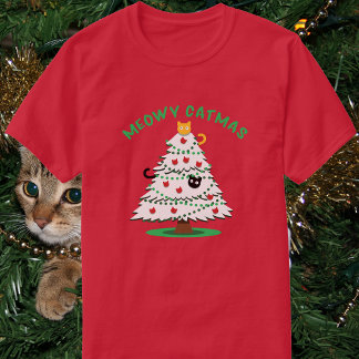 T-shirt Meowy Catmas | Drôles de chats sur l'arbre de Noël