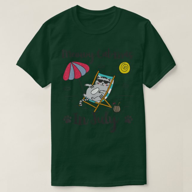 T-shirt Meowy CatMas en Juillet Feu Noël en Juillet (Design devant)