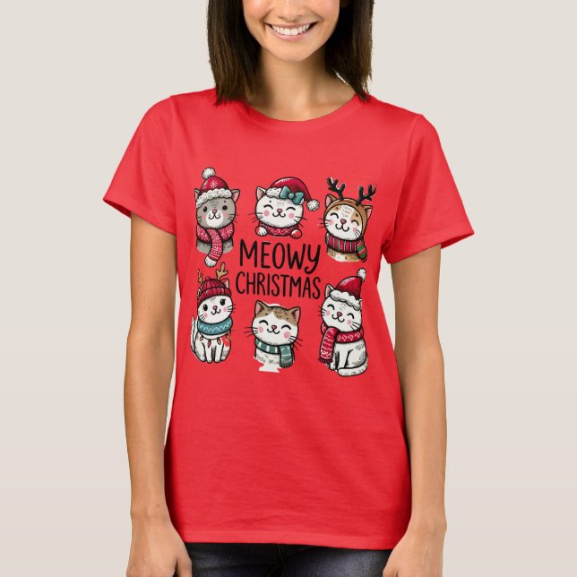 T-shirt Meowy Christmas Cats (Devant)