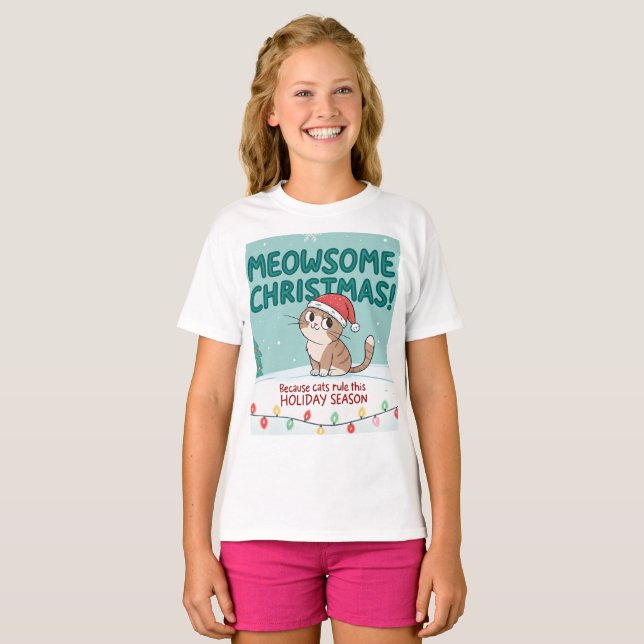 T-shirt Meowy Christmas cut Cat – Family Matching Holida (Devant entier)