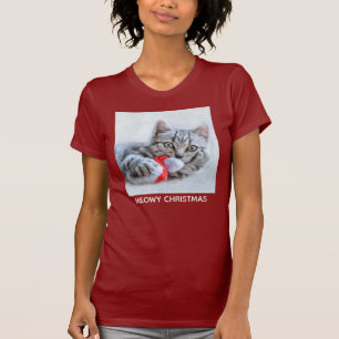 T-shirt Meowy Christmas Cute Grey Tabby Cat
