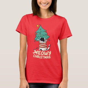 T-shirt Meowy Christmas Funny Amoureux des chats