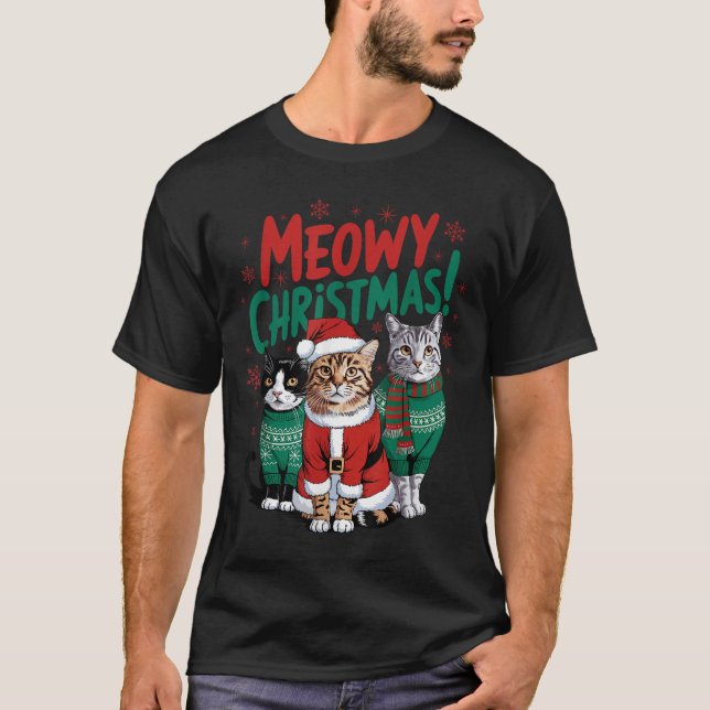 T-shirt Meowy Christmas Funny Cat Christmas Holiday Xmas S (Devant)