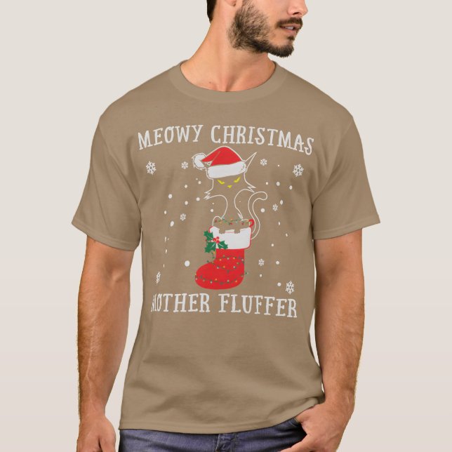 T-shirt Meowy Christmas Mother Fluffer Funny Amoureux des  (Devant)