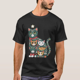 T-shirt Meowy Christmas Tree: Festive Feline Fun