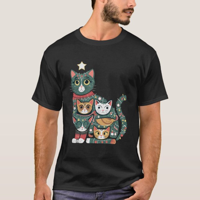 T-shirt Meowy Christmas Tree: Festive Feline Fun (Devant)